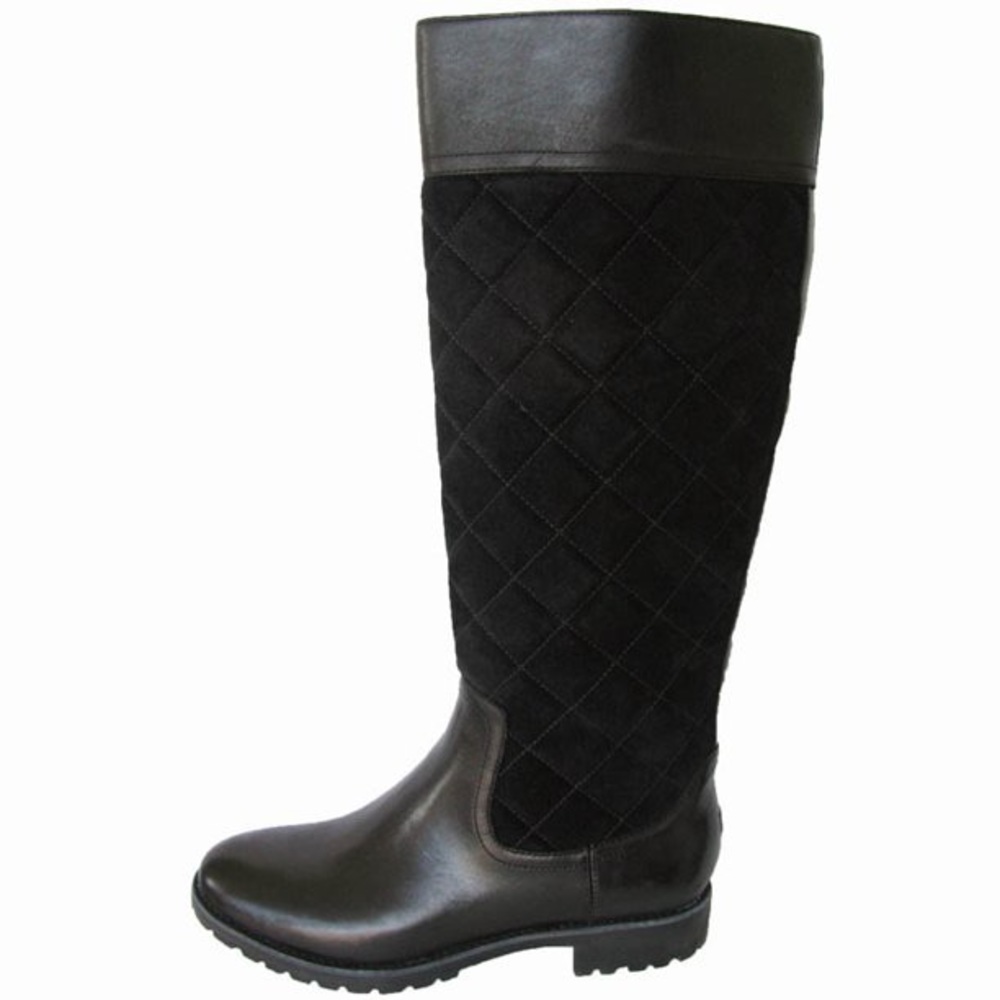 Sperry Topsider Black Leather & Suede Quilted Knee-High Boot (Size 8)
